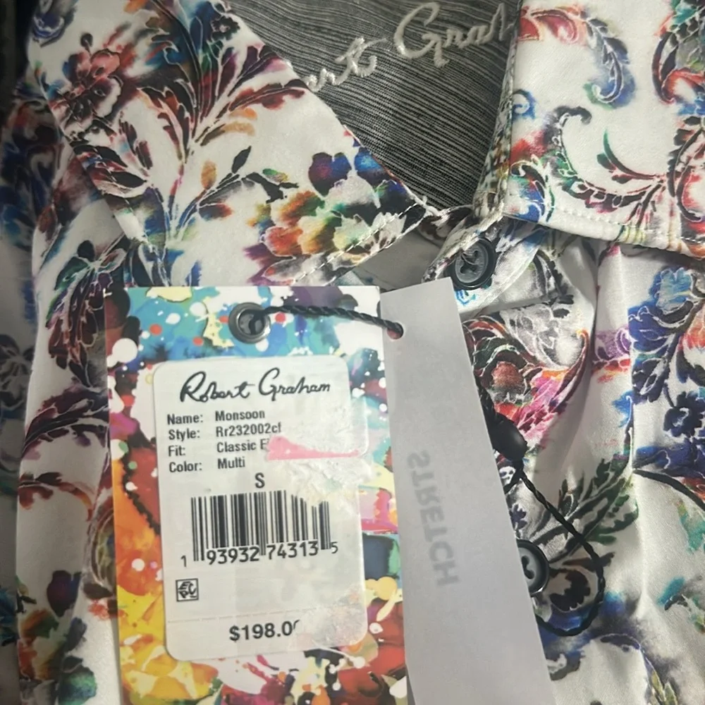 NWT Robert Graham Men's Monsoon Short Sleeve Woven Button Down Shirt - Picture 10 of 10